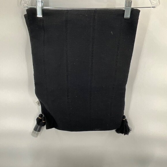 New Black Polyester Table Runner With Tassels 14x72 Inches - Picture 2 of 3